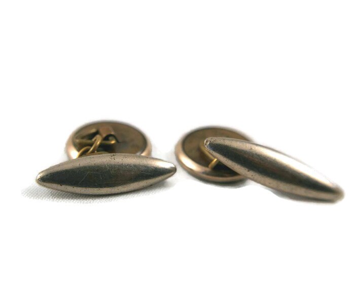 Paire De Boutons De Manchette Anciens Dorés Avec Inserts En Nacre - Style Vintage Rétro