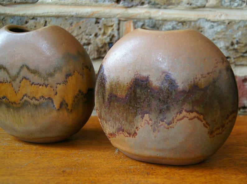 - Finnish studio pottery PAIR of Kamini Studio pottery Pebble Vases earth tone vase Scandinavian mid century mid century Finnish