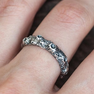 Silver moon phase ring, moon wedding band, celestial jewelry for space lovers, science inspired ring, moon goddess gift