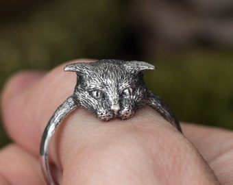 Silver cat ring, Cat Wrap Ring, Gift for cat lover, Cat jewelry, Cat bite ring, Animal ring, Pet jewelry, Cat lovers ring, Cute cat jewelry