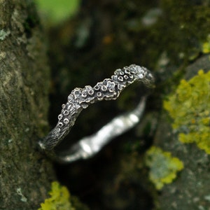 Lichen silver ring, Lichen textured, Forest twig ring, Moss ring, Elegant lichen ring, Nature inspired ring, Elvish, Xanthoria, druid ring