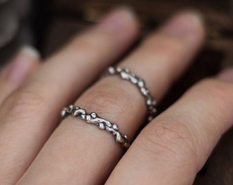 Polka dot ring-Women/'s ring-Organic jewelry Minimalist ring-Gift for her Dot ring-Sterling silver bubble ring-Statement ring-Granulation