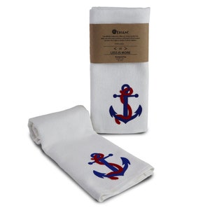 Ebsem Marine & Sea Life Hand Towel Set Turkish Towels Super Soft and Highly Absorbent Spa Hammam Yoga Gym Yacht Boat Nautical Design