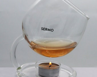 Sermo Wine Glass Oil Burner, Humidifier, Perfect for Aromatherapy, Meditation, Relaxation and Calming