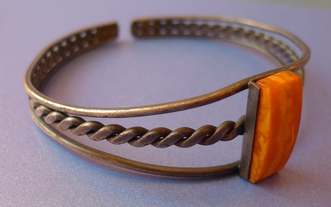 Vintage Old Latvia Jewelry Natural Orange Baltic AMBER Gem Gemstone Amazing BRACELET 2425g Etsy