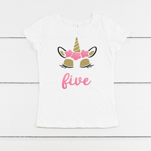 Five Unicorn Birthday Shirtbirthday Kid Shirt5 Year Old Etsy