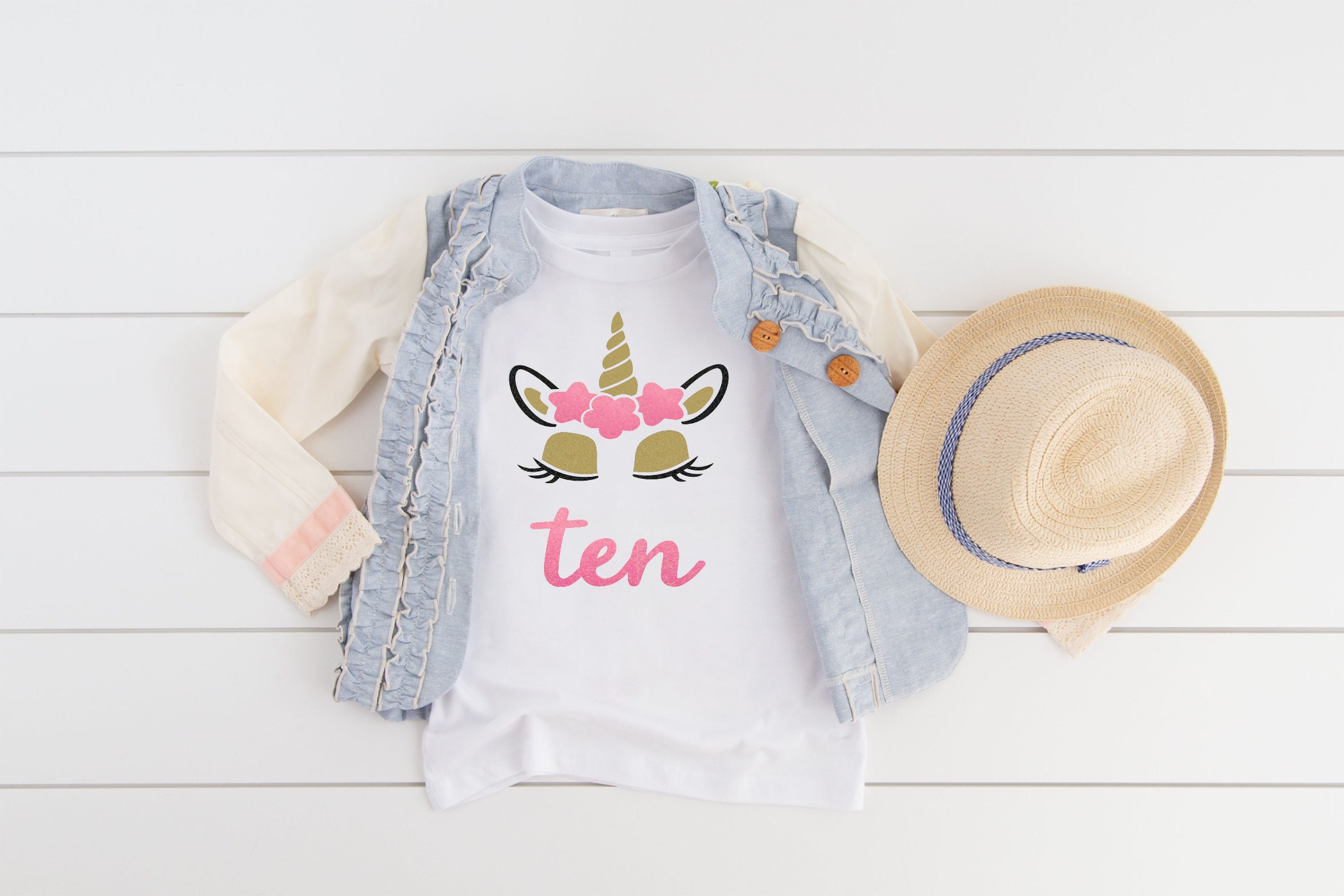 Ten Unicorn Birthday Birthday Shirts For Girls Unicorn Girl 10 Year Old Birthday Shirt 10th Birthday Outfit