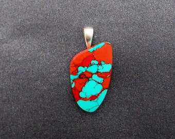 Sonoran Sunrise Pendant Hand Cut Manmade Designer Cabochon.