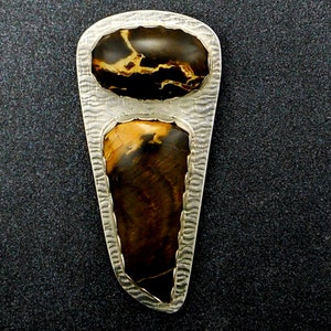 Australia Peanut Wood Hand Cut Cabochon and Sterling Silver Pendant
