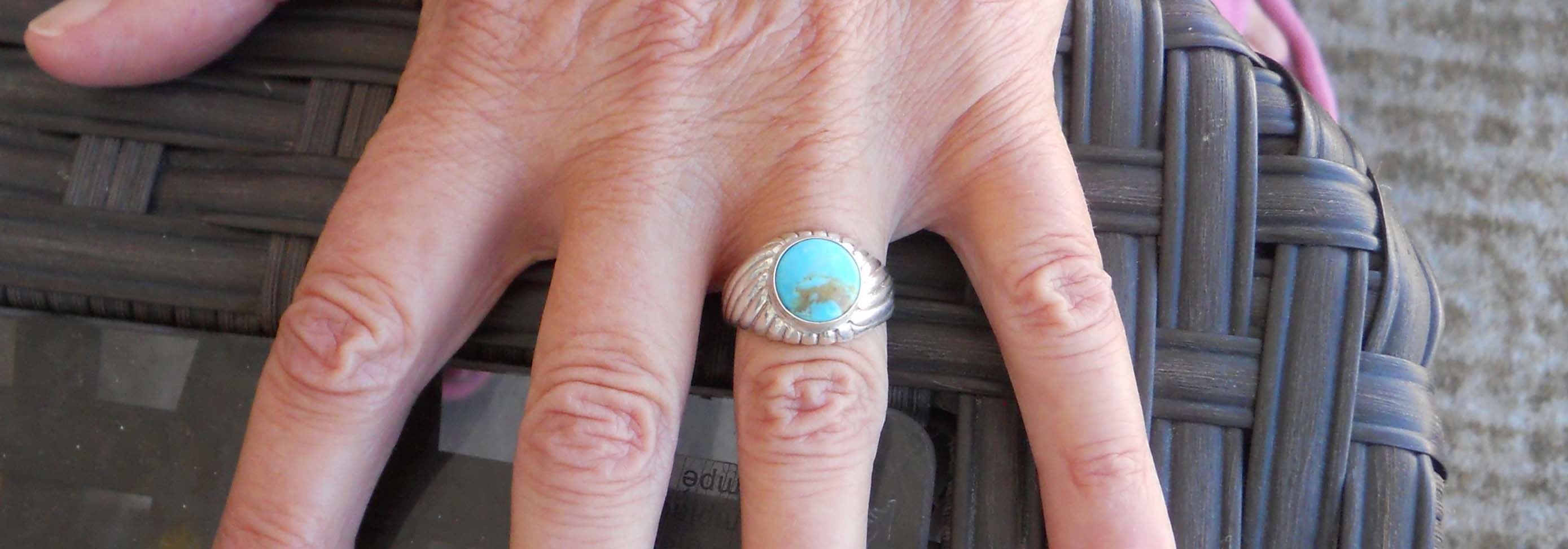 Sterling Silver Kingman Turquoise Ring Lost Wax Casting. Size 8 1/4 - Etsy