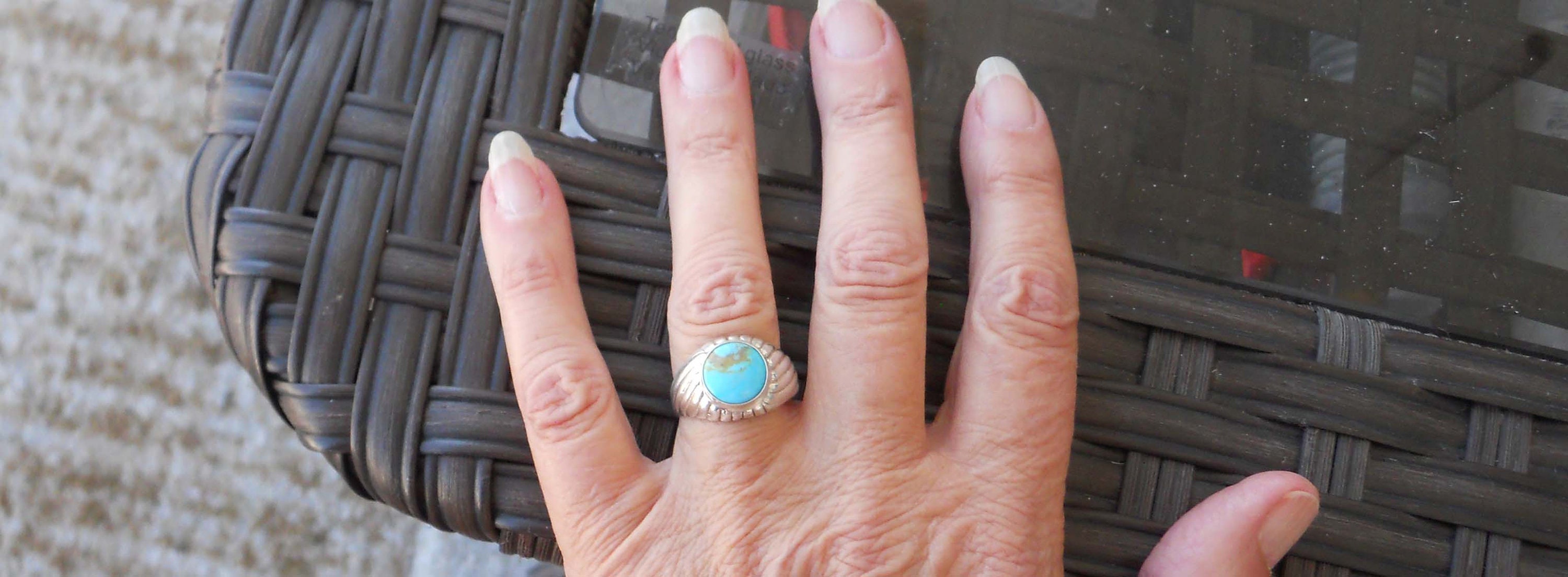 Sterling Silver Kingman Turquoise Ring Lost Wax Casting. Size 8 1/4 - Etsy