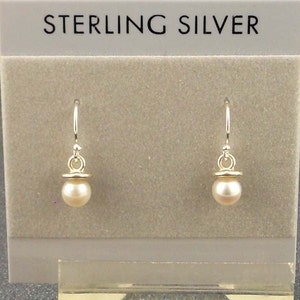 White Pearl Sterling Silver Earrings image 1