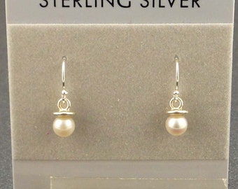 White Pearl Sterling Silver Earrings