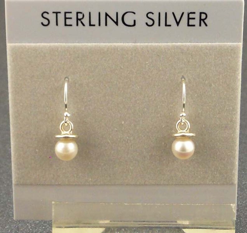 White Pearl Sterling Silver Earrings image 1