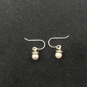 White Pearl Sterling Silver Earrings image 2
