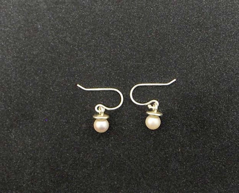 White Pearl Sterling Silver Earrings image 2