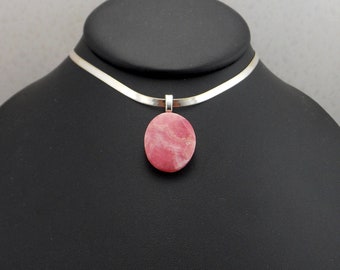 Rhodochrosite Sterling Silver Pendant