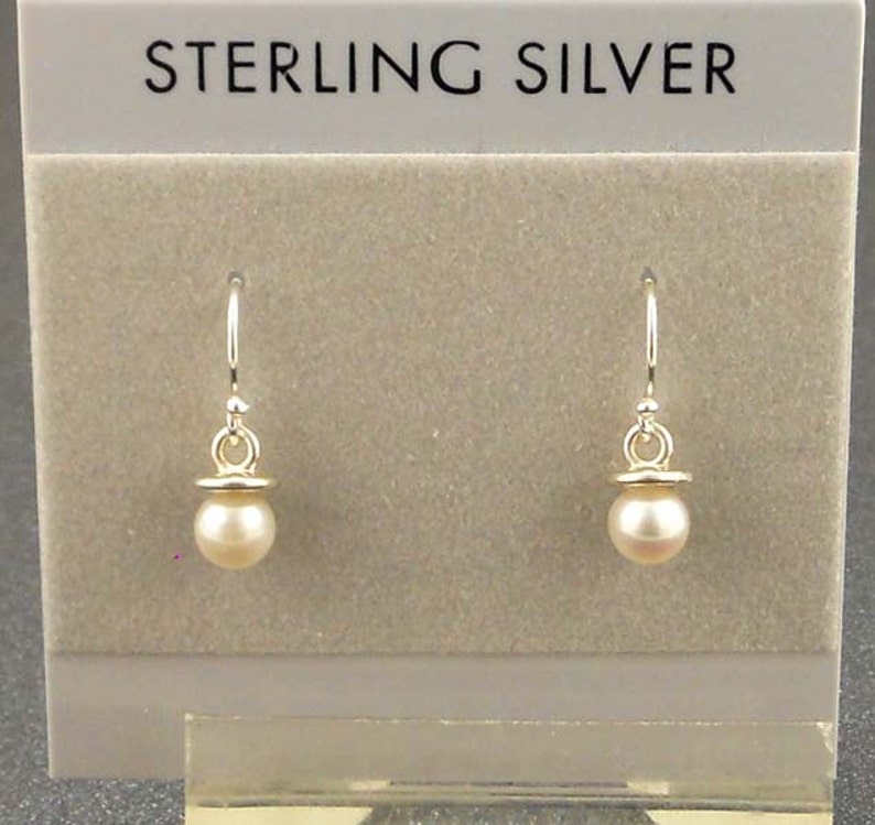 White Pearl Sterling Silver Earrings image 3