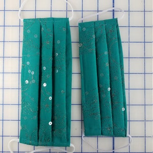 Pair of Embroidered and Sequined Fashionable Face Masks