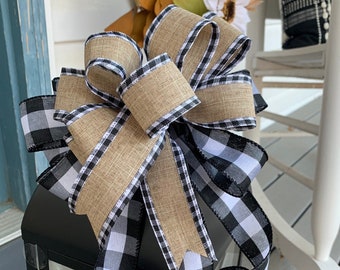 Buffalo Plaid Wreath Bow: Black and White Farmhouse Decor