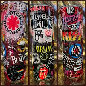 80’s Rock Bands Classic Rock 20 oz Tumbler Hair Bands Tumbler Famous Rock Stars Tumblers