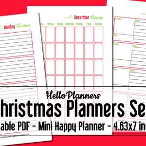 Christmas Printable Planners Mini Happy Planner Holiday Planner ...