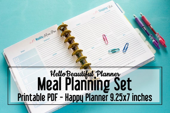 Menu Planner Printable Happy Planner Classic Meal Planner | Etsy