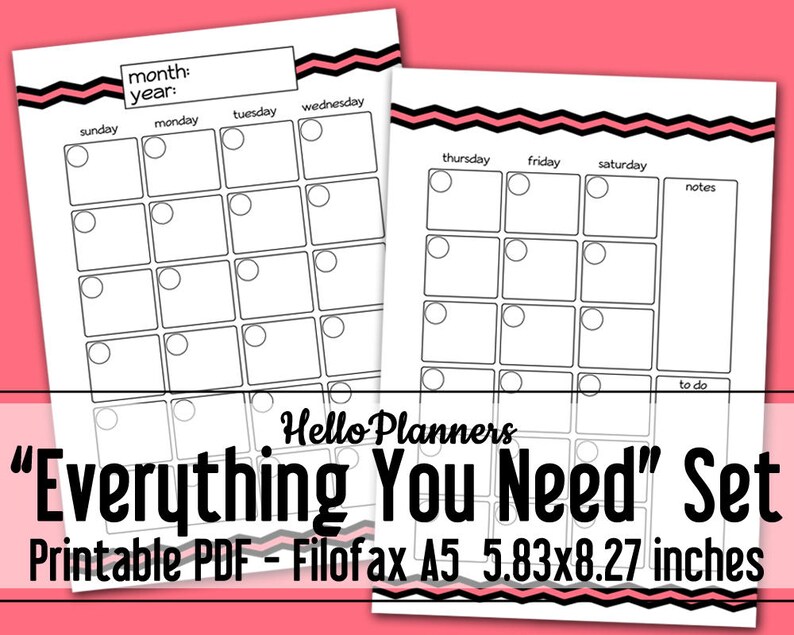 Filofax A5 Refill Calendar Printables Divider Printables Etsy
