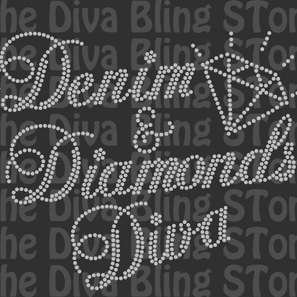 Denim and Diamonds Diva Rhinestone SVG File