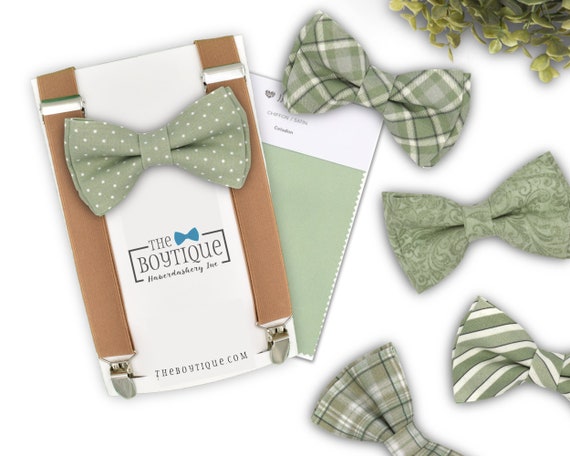 Celadon Bow Tie and Suspenders Set Sage 