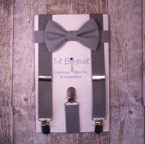 Grey Bow Tie and Suspenders Medium Grey Bow Tie Grey Etsy