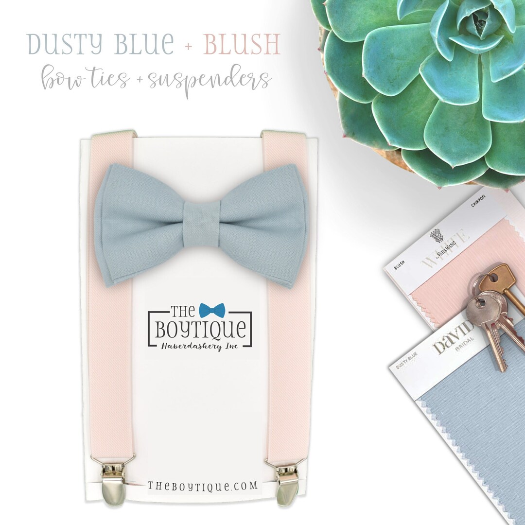 Dusty Blue Bow Tie and Suspender Set Wedding Bow Ties Etsy UK
