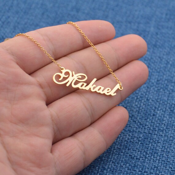 Gold Name Necklace-14-22 Inch Chain 