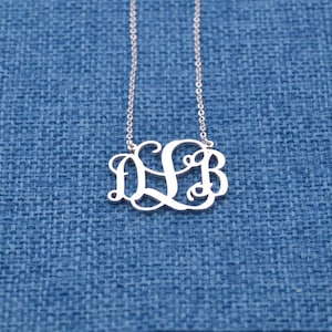 Sterling silver monogram necklace,1 inch monogram jewelry,,personalized monogrammed gifts