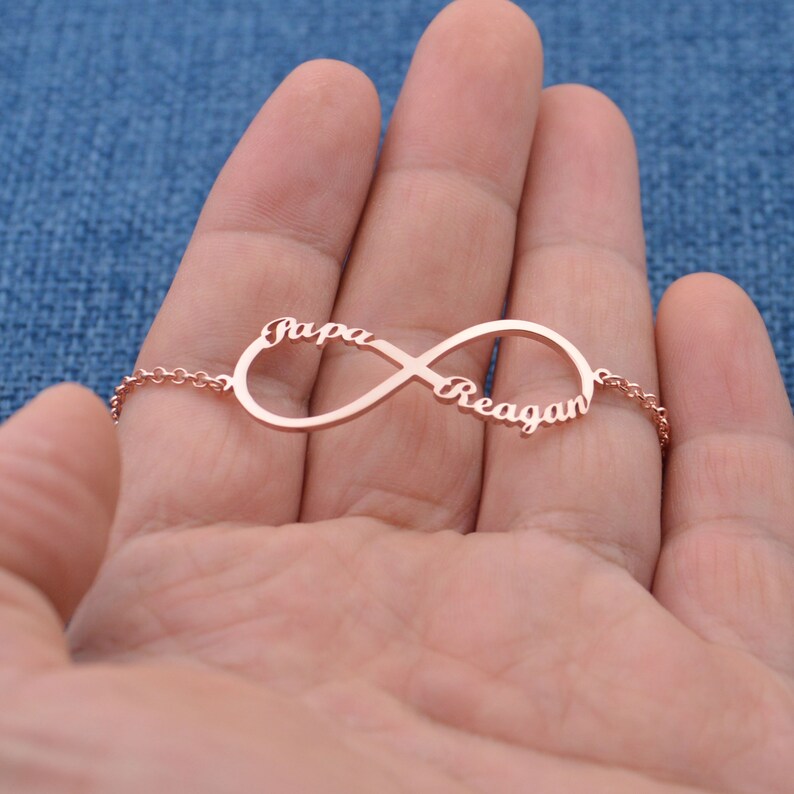 Rose Gold Infinity Name Braceletvalentine's Day Etsy