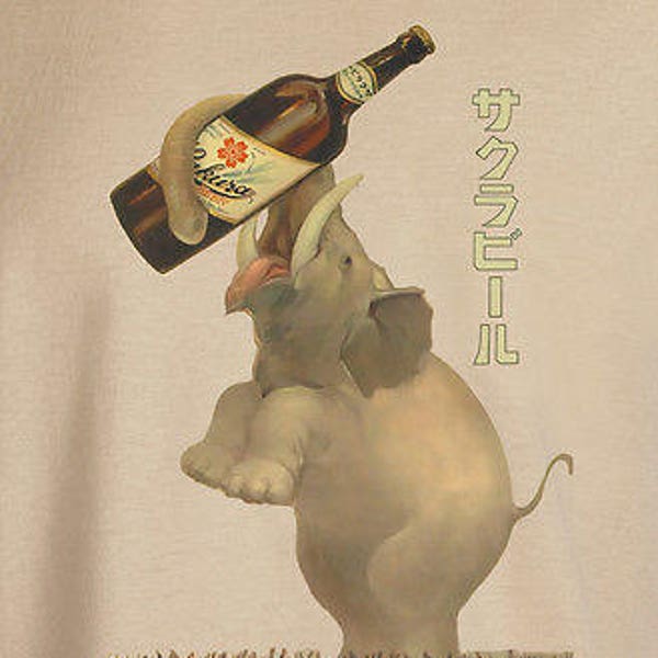 Reproducción de cerveza publicidad japonesa Vintage cartel sakura t-shirt