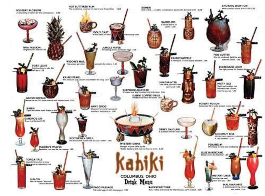 Kahiki Vintage Tiki Bar Cocktail Menu 13x19 Print on Fine Art Etsy