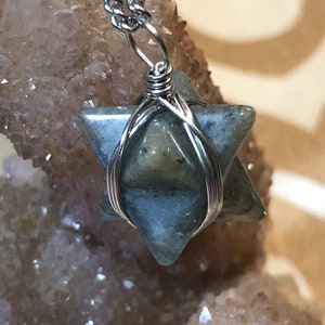 Labradorite Merkaba Pendant, Labradorite Merkaba Necklace, Labradorite Star Necklace, Merkaba Wire wrap pendant, Sacred Geometry Necklace