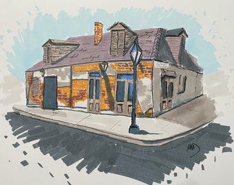 Lafitte’s Blacksmith Shop - 5” x 7” print pe and marker