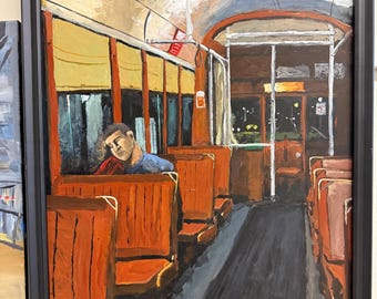 Streetcar Passenger -36” x 24” acrylic on canvas -framed original painting