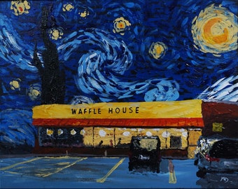 Starry Waffles - 8” x 10” - poster with pigment ink.