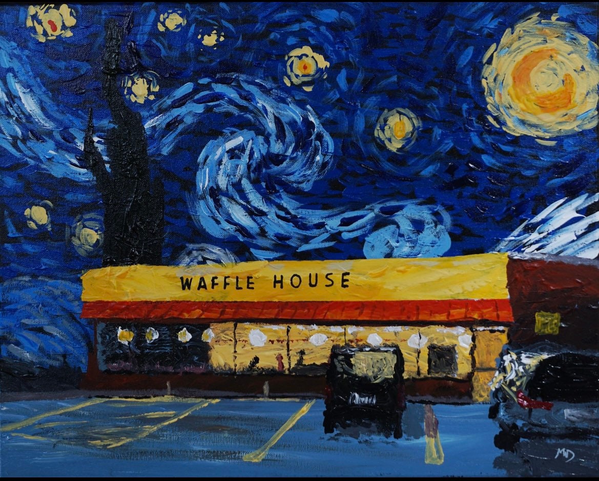 Starry Waffles - 8” x 10” - poster with pigment ink.