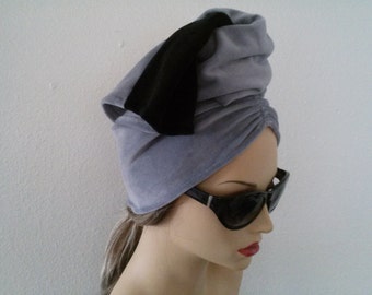 Two toned vintage inspired turban style hat