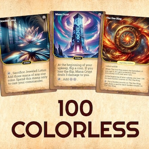 100 cartas proxy incoloras únicas, Mana Crypt, Jeweled Lotus, Chrome Mox y MÁS, proxies MTG de calidad superior