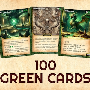 100 x unieke groene proxykaarten, hoogwaardige MTG-proxy's