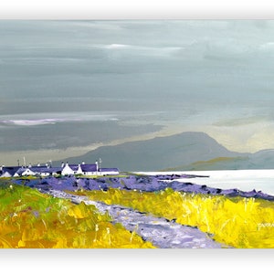Cullipool Isle of Luing - 2 cartes de voeux d'art écossais |  Merci, portez-vous bien,| Cartes de correspondance | par l'artiste Peter Tarrant. Blanc à l'intérieur.