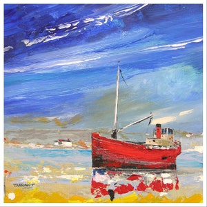 Art Notecards - Puffer Coastal Boats - Escócia. Cartões de felicitações multi-pacote do artista Peter Tarrant - em branco por dentro