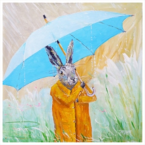 Biglietti di auguri - Umbrella Hare - da un dipinto di Peter Tarrant (confezione da 2)