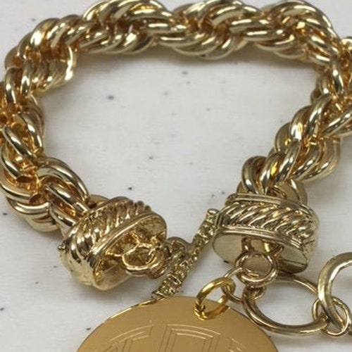 Monogrammed Gold Rope Bracelet Rope Bracelet Engraved - Etsy