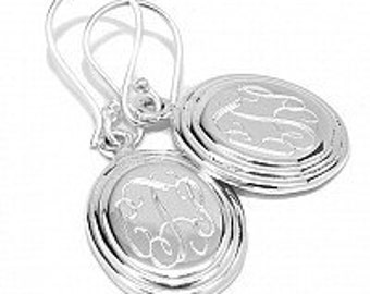 Monogrammed Earrings, Personalized  Silver French Wire Earring, Personalized Jewelry. Gift for Her Monogrammed Earrings Silver